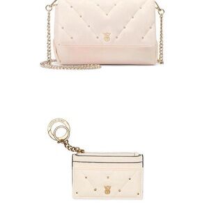 Victoria's Secret Cream Quilted Crossbody Bag with matching wallet
